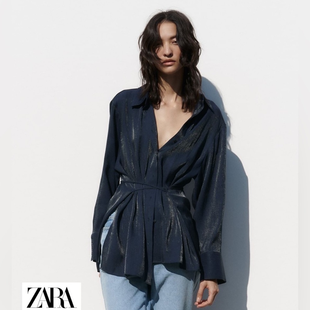 Zara Wrinkled Satin Effect Blouse